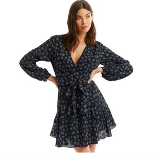 🆕 Allison New York Long Sleeve Black Dress with Meadow Print. Underlined. NWT